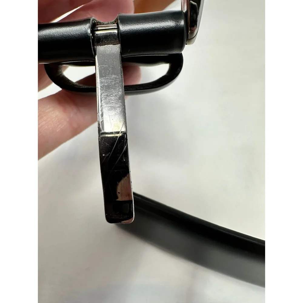 Tods Mens Black Leather Belt Silver Buckle Made in Italy Size 105 US 38